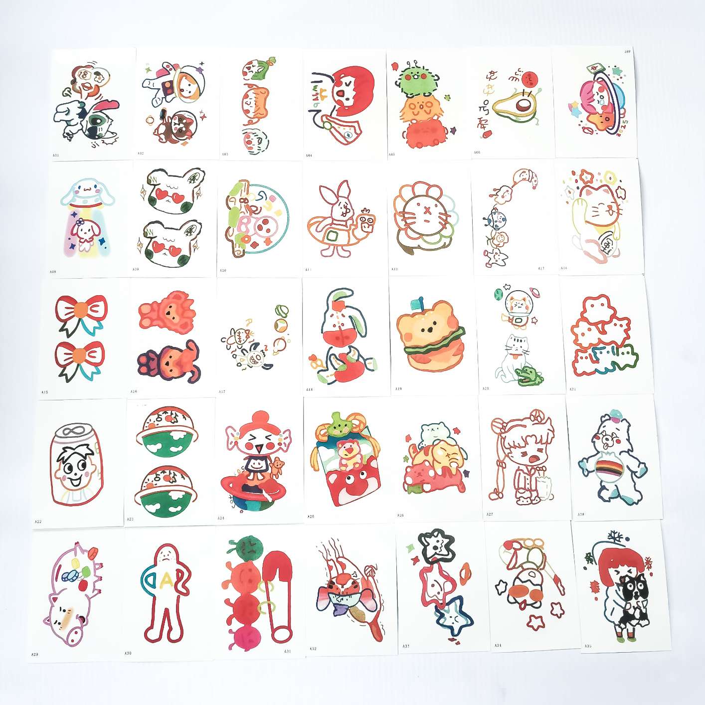 Girly Cute Colorful Cartoon Tattoo Sticker 