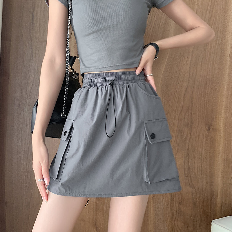 2112 Women's Thin High Waist Wide Leg Loose Casual Sports Culottes Cargo Skirt