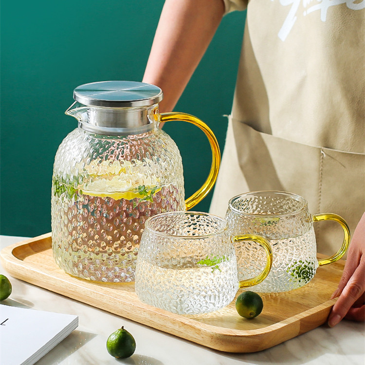 Glass Pitcher, 1500ml Glass Pitcher with Lid and Spout, 1800ml Glass Water Pitcher, Iced Tea Pitcher for Fridge, Pitchers Beverage Pitchers, Juice Lemonade Pitcher, Glass Carafe