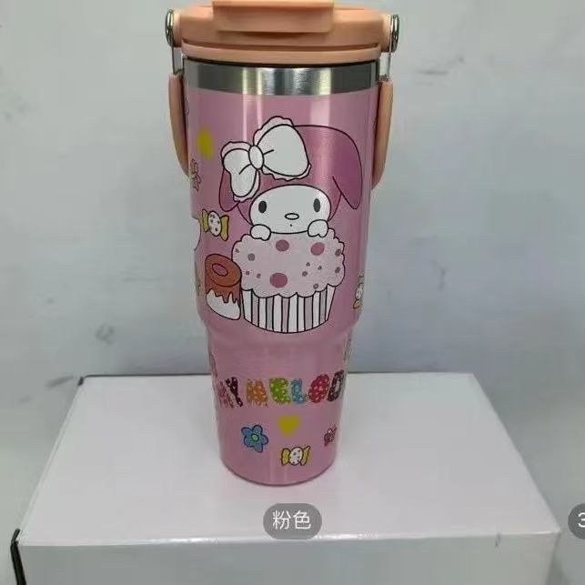Sanrio new thermal cup, large capacity, high-end appearance, ice boss cup, stainless steel straw, 2025 water cup for girls