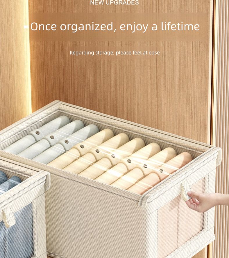 Oxford Cloth Window Visible Clothing with Lid Storage Box Household Clothing Fabric Storage Box Large Organizing Artifact Box Home Storage Organization Baskets Bins Containers Lidded Storage Bins