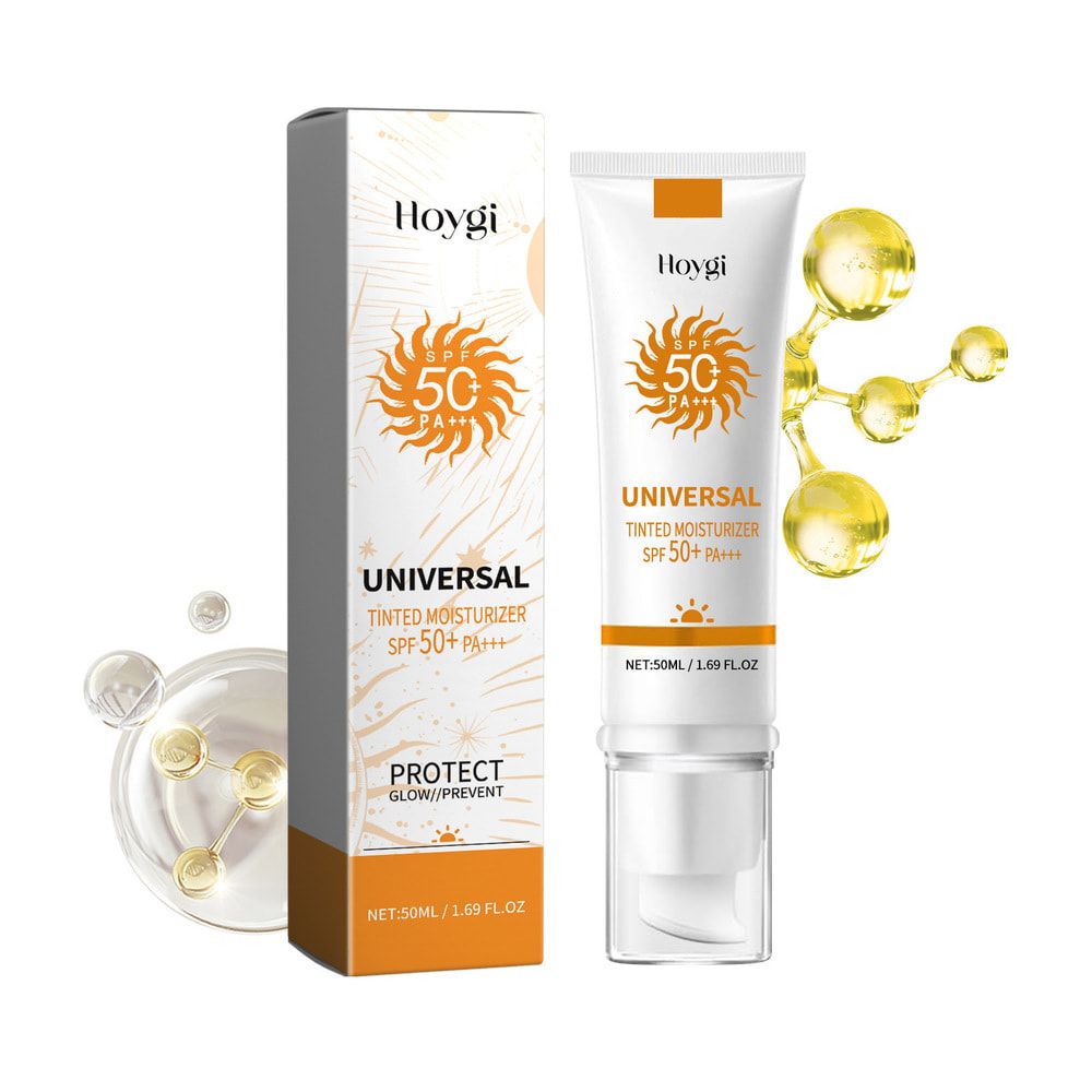 Hoygi Vitamin C Sunscreen SPF50+ Lightweight Texture Anti Oxidant Lasting Moisturizing Sun Block Isolation Refreshing Waterproof Sunscreen Cream