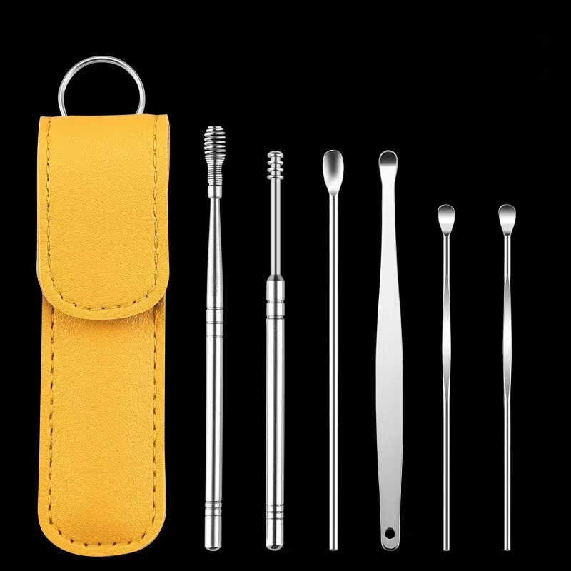 Earpick Ear digging Spoon Dear Deep Clear 6 different shape can metting different needs Yellow