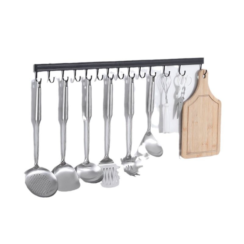 Home Storage Hooks Non Perforated Space Aluminum Kitchen Hooks Pan Spoons Storage Racks Bathroom Doors Clothes Hats Hooks