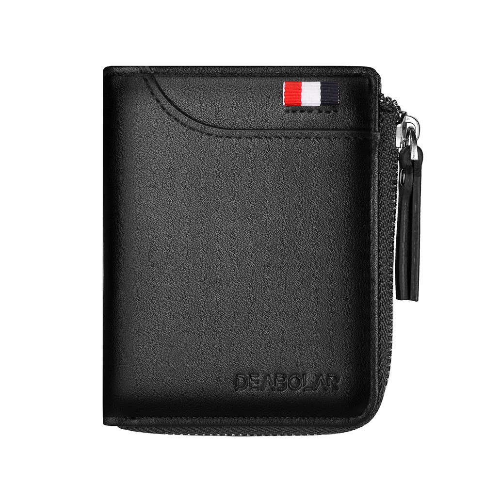 JC330 Retro Male Short Wallet Fashion Zipper Card Holder Purse Men's Money Clips