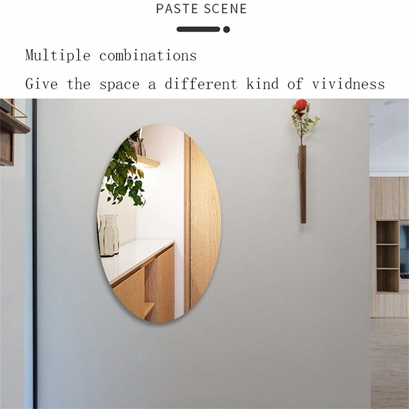 Oval Removable Acrylic Mirror Setting Wall Sticker Decal for Home Living Room Bedroom Bathroom Decor