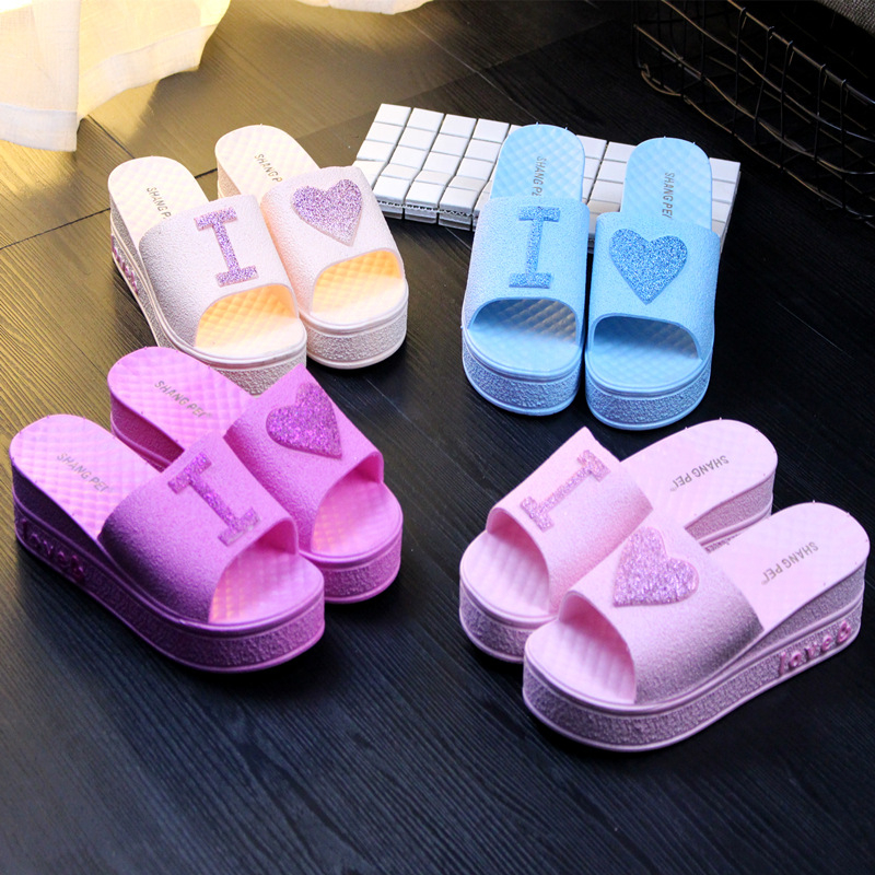 168 Women's Sandals Non-slip Slippers Muffin Thick-soled Flat-bottomed Flip Flops