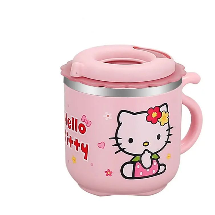 Cartoon Double Wall Insulated Leak Proof Stainless steel Water Cup With Straw For Children