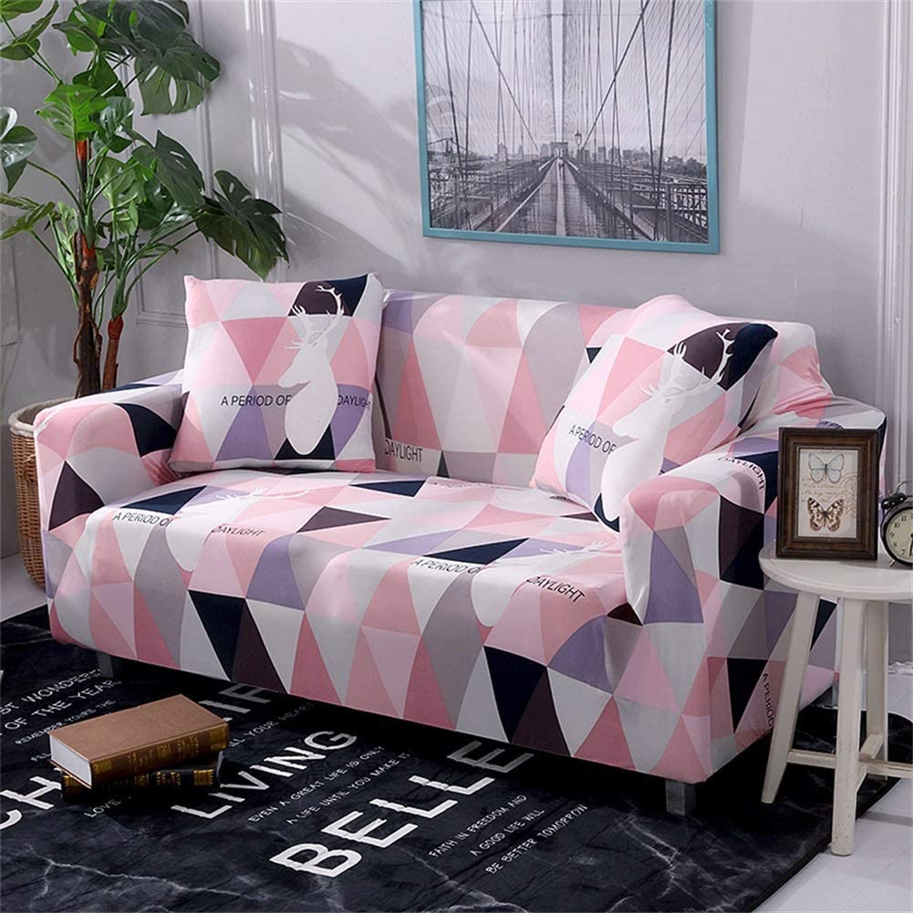 Stretch Sofa Cover 3 Seater - Elastic Polyester Spandex Printed Couch Covers - Universal Fitted Sofa Slipcover Couch Furniture Protector