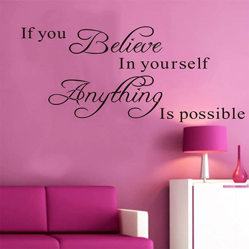 If You Believe in Yourself Anything is Possible Decals Inspirational Motivational Lettering Quotes Wall Decor for Women Boys Girls Kids Living Room Bedroom Playroom Wall Sticker Decoration