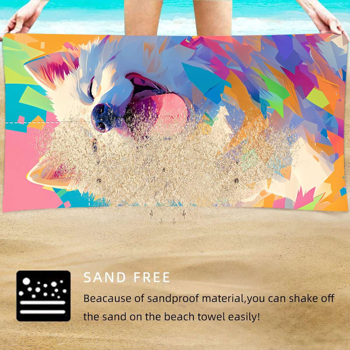 2 - in - 1 foldable beach towel, printed bath towel, all - in - one beach towel with a storage bag that can be folded and stored