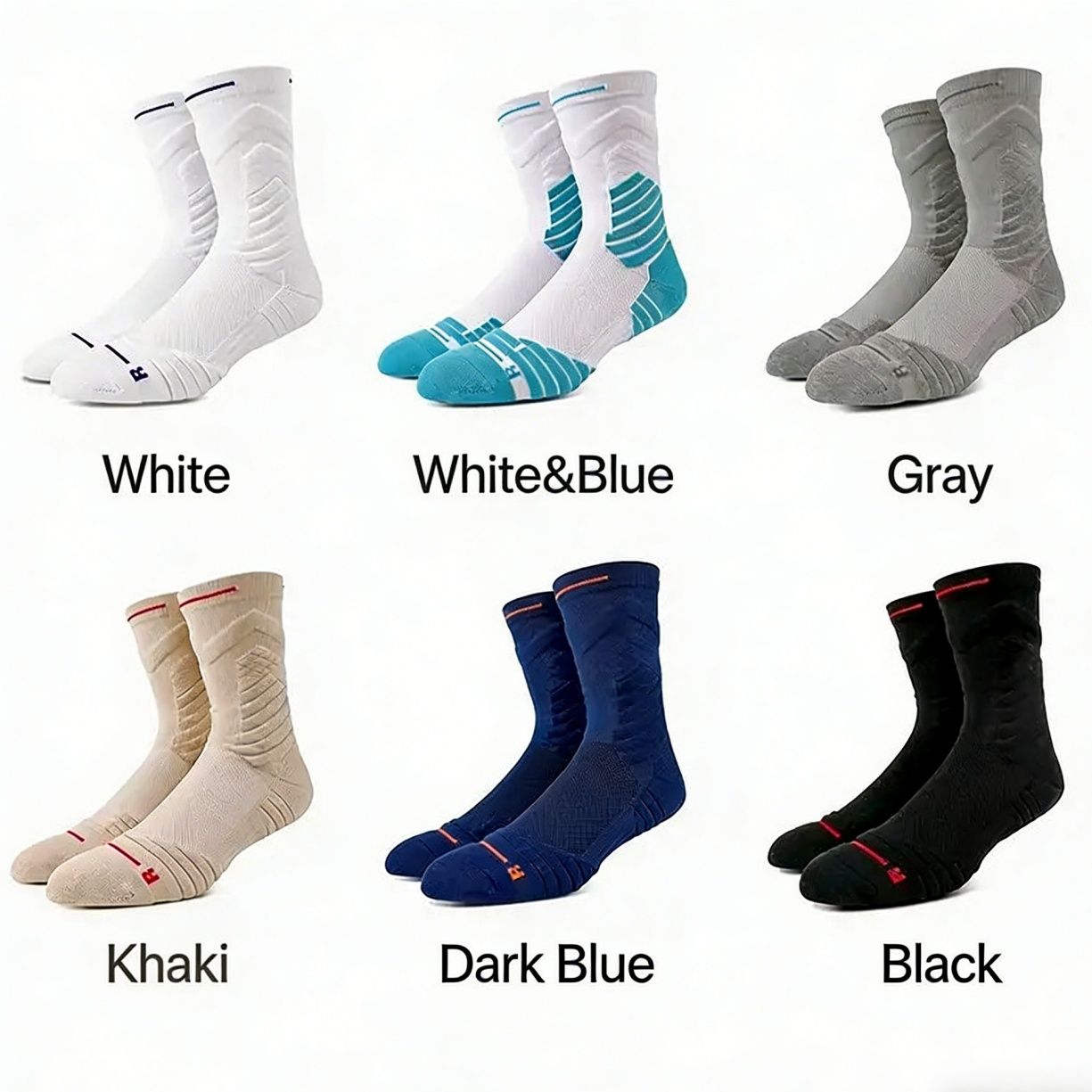 Men's High-Calf Elite Basketball Socks, Thickened Terry Sole Performance Athletic Socks, Moisture Wicking Non-Slip Sports Socks for Running, Basketball, Training
