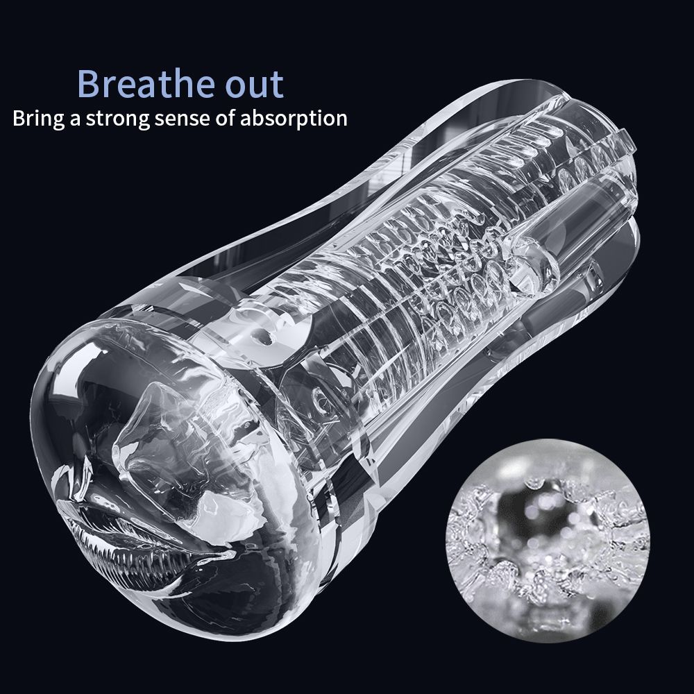 YY715 Manual/Automatic Sucking Extrusion Male Masturbators, Portable Transparent Pocket Pussy Stroker with Vagina Textured Blowjob Sex Toys Penis TPE Masturbation Sleeve for Men