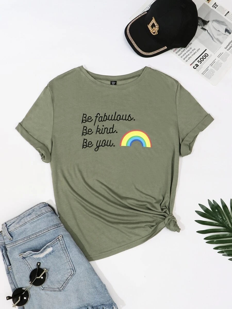 DX052# Women Print Tee T-Shirt pattern random hair