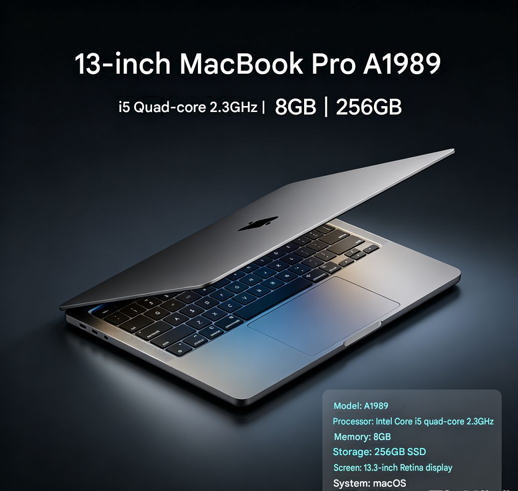 95% New Apple MacBook Pro 13-inch A1989, Quad-Core i5 2.3GHz, 8GB RAM, 258GB SSD, Space Gray, Retina Display, Ultra Slim Portable Notebook for Business, Study and Creative Work