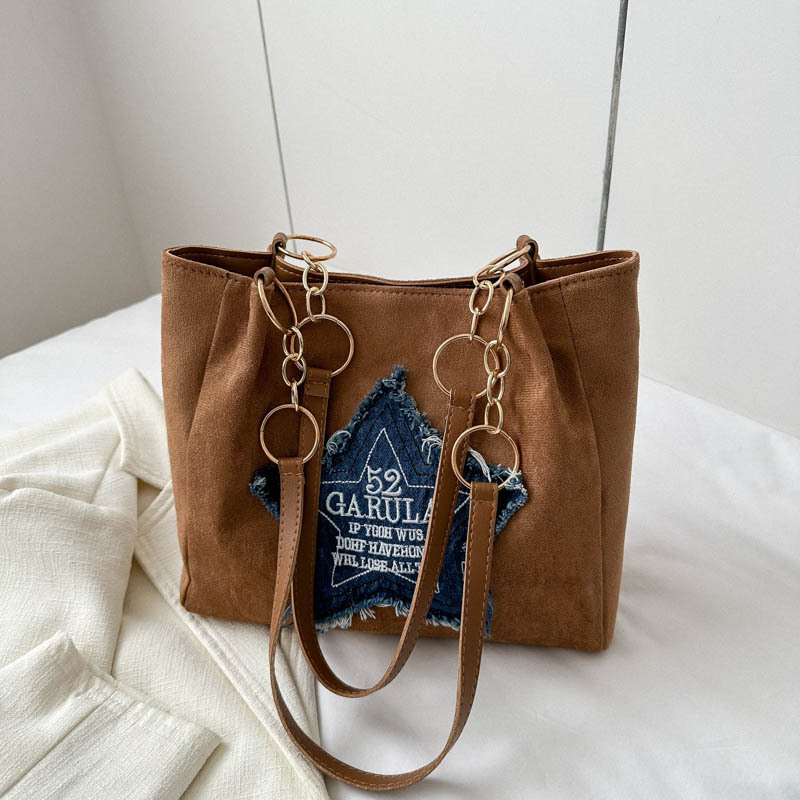 Women's New Simple Large Capacity Bag Star Print Soft Face Handbag