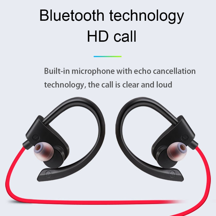 Bluetooth earphones Neck hanging in ear style Anti loss ear hook sports wireless earplugs CRRSHOP black red blue earphones holiday gifts present