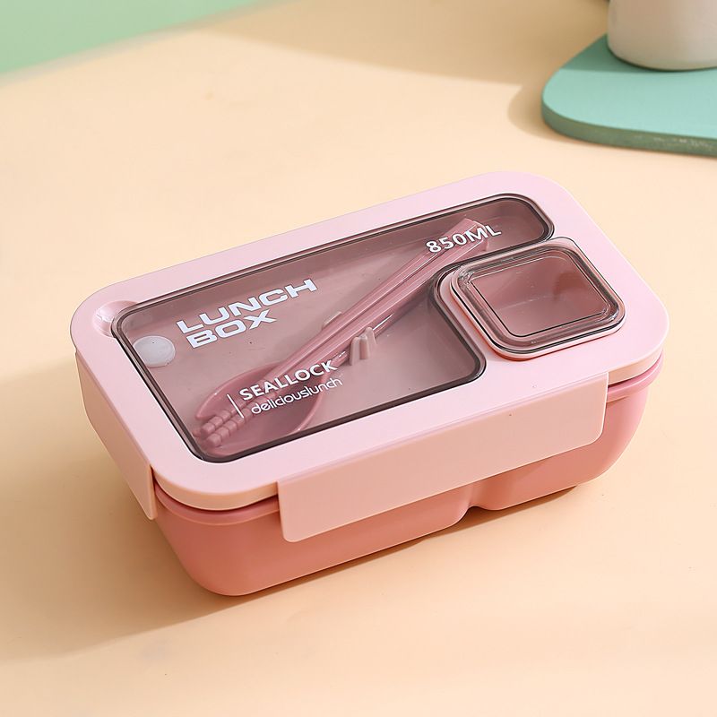 Handheld Compartmentalized Lunch Box Microwave Heat Student Lunch Box Office Worker Simple Light Food Lunch Box Kitchen Dining Storage Travel To-Go Food Containers