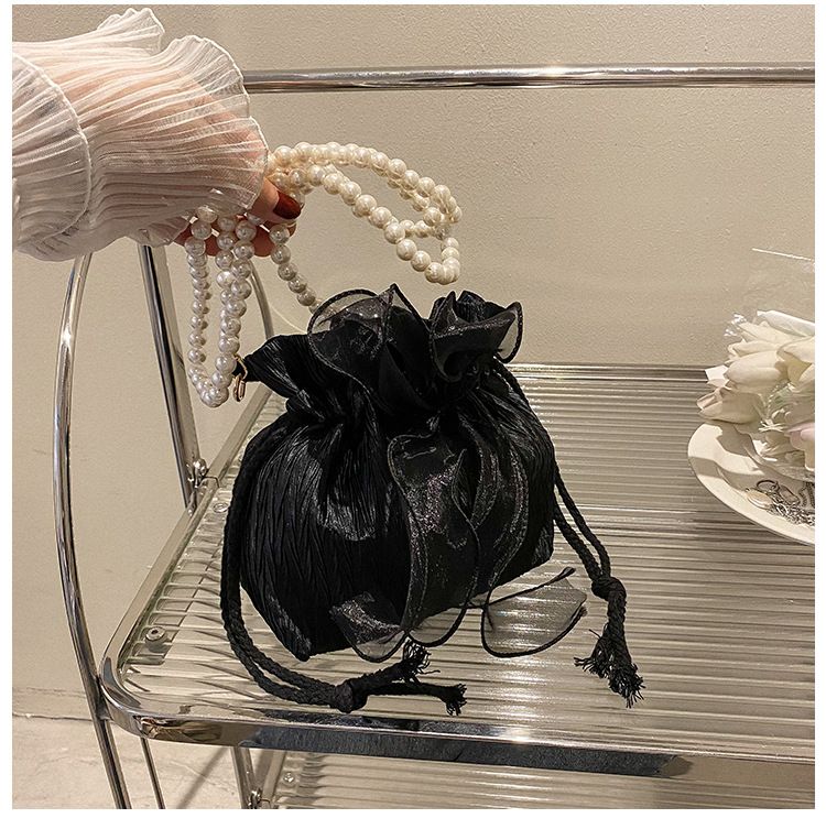 2025 Summer Trendy New Women's Bag, Pearl Pleated Crossbody Bag for Women, Fashion Versatile Single-Shoulder Bag, Korean Niche Texture Ladies' Bag