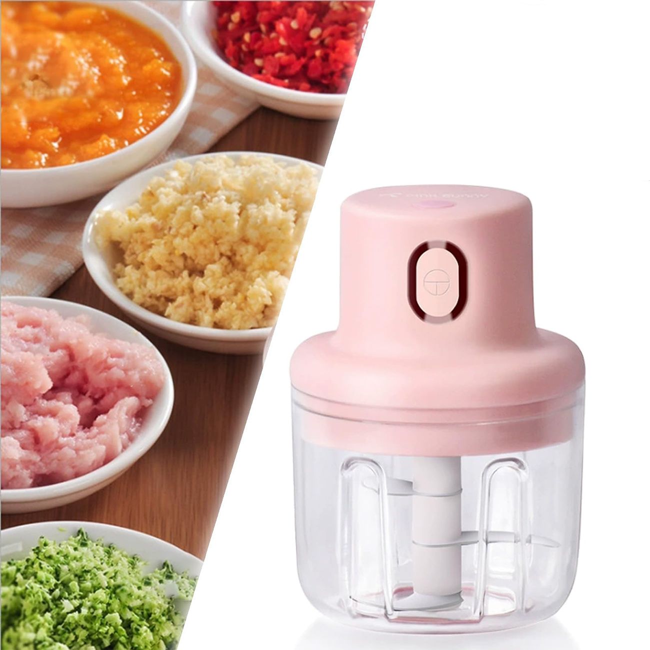  Wireless Food Chopper, 250ml Portable Veggie Chopper, Garlic Mincer for Ginger, Chili, Fruit, Meat