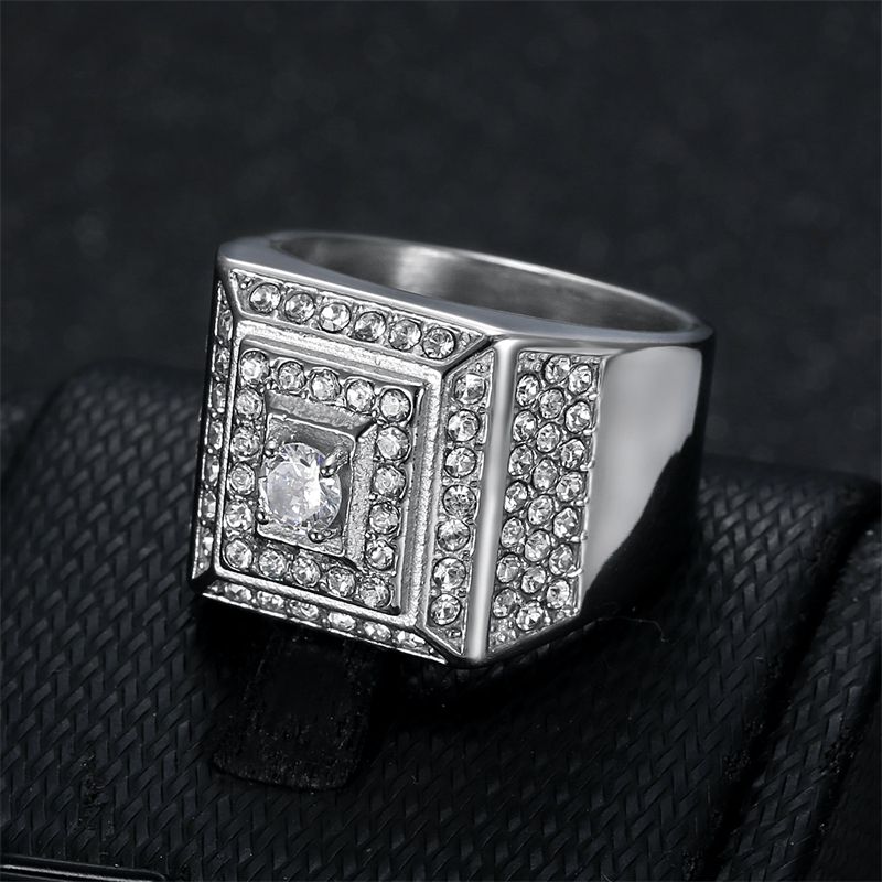 853249 Men Titanium Steel Zircon Rhinestone Gold Silver Alloy Rings For Man Male Fashion Hip Hop Ring Hand Accessories Jewellery