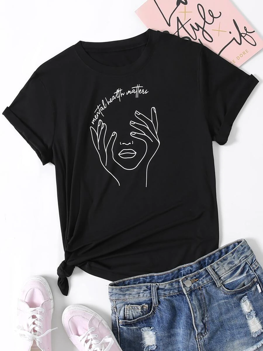 DX042# Women  Graphic Tee T-Shirt
