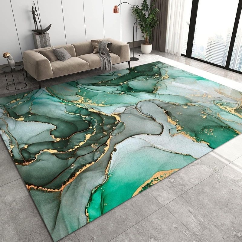 Marble printed carpet, home decoration, living room, anti slip and easy to maintain, sofa blanket ， Crystal velvet carpet floor mat