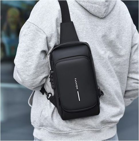 Genetic Man Fashionable Chest Bag Anti-theft Travel Shoulder Bag - Black