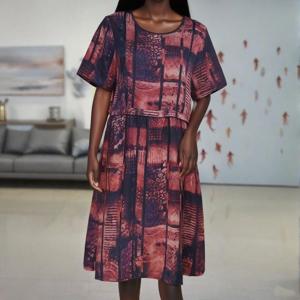 92% Silk Round Neck Printed Women's Dress

