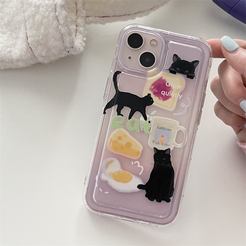 Funny Cute Cartoon Cat  Phone Case for iPhone 14 PRO Case Space Case Transparent for iPhone 11 Pro max 13 12 XR XS MAX Case Back Cover