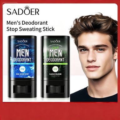 SADOER Men's 48H Antiperspirant Deodorant Stick 20g, 2 Scents Optional (Cool Ocean / Classic Cologne), Natural Scent Stop Sweating Stick, Long Lasting Freshness Body Deodorant for Men