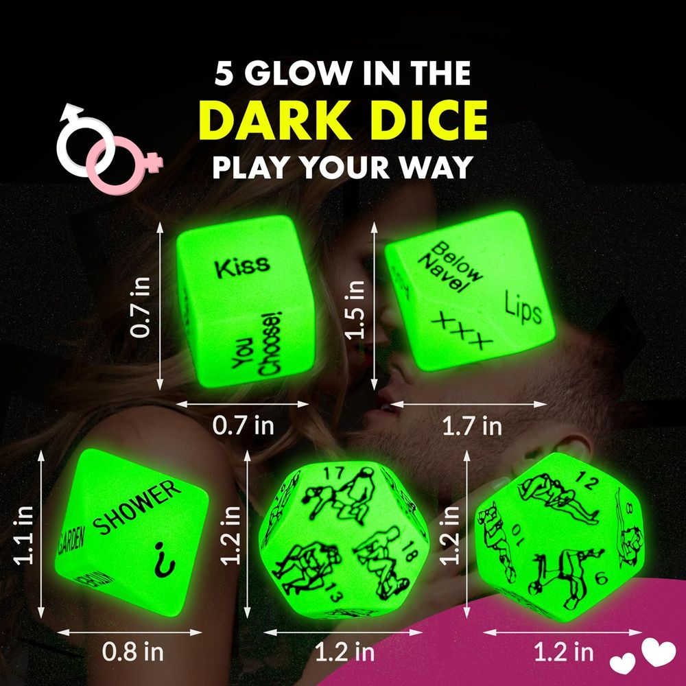 5 Sex Dice, Glow in The Dark Sex Game, Valentine's Day Gift of Sex Toys for Couples, Adult Sex Games for Couples, Funny Couple Gifts, Sex Position Dice, Couples Sex Games, Dados Sexuales