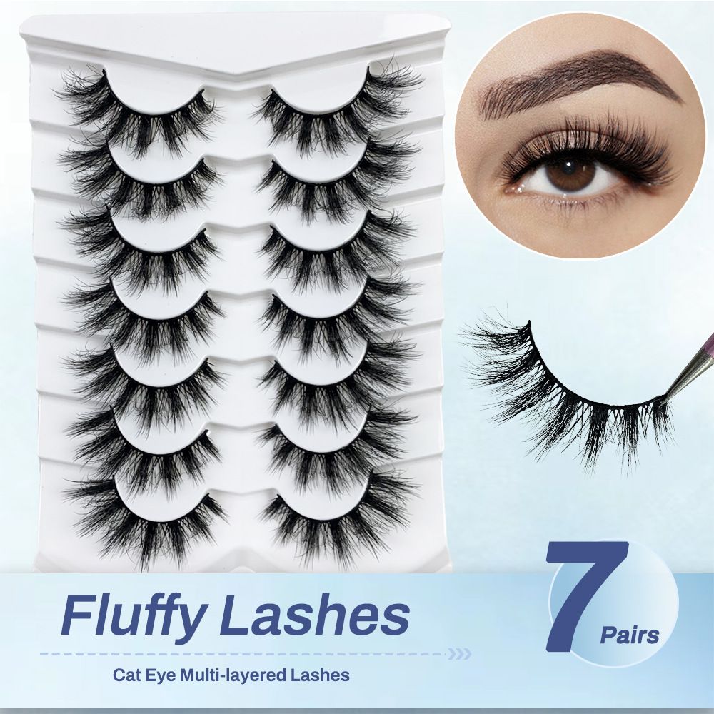 Women's 7 pairs of 3D false eyelash thick natural stereo curl and fluffy simulation eyelash B7