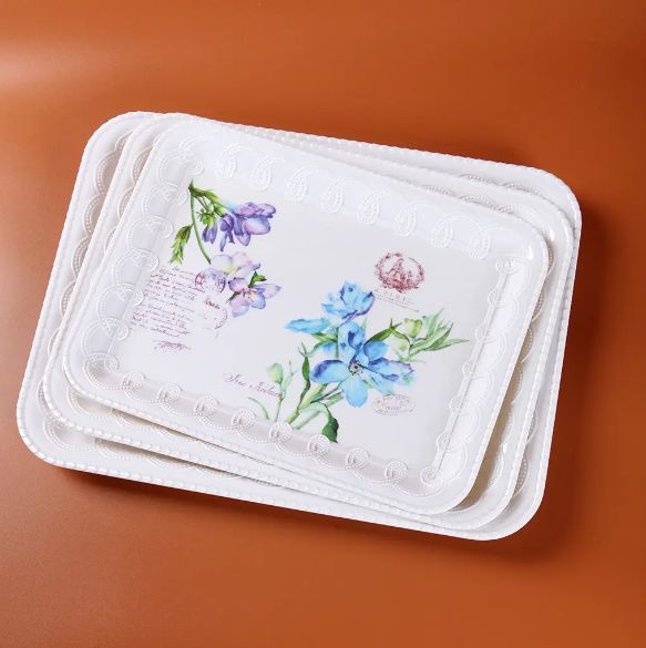 GR 33*24.5cm kitchen Harbor rectangular plate europe style serving tray durable tableware Melamine Design Tableware High-Grade serving tray