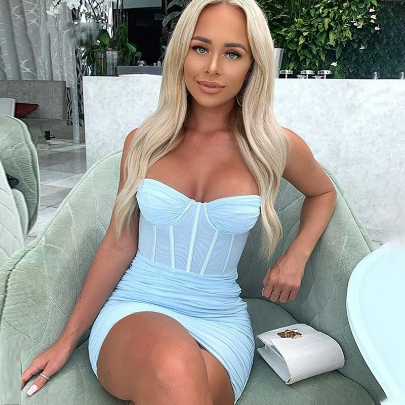Mesh Summer Women Dress Spaghetti Straps Sash Sexy Dress Mini Night Club Party Dress Bodycon Dress