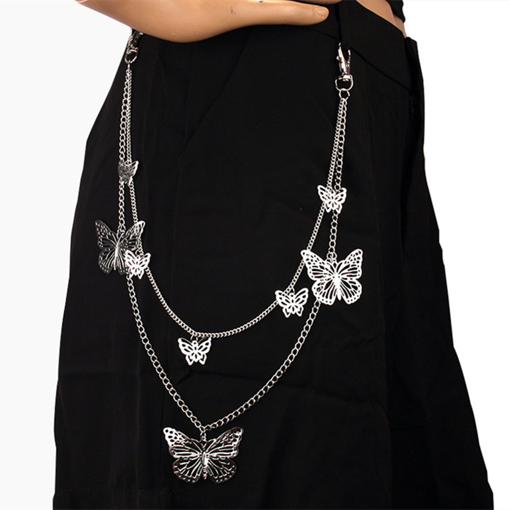 SK-Y-0226 women's double-layer butterfly chain, hip-hop punk metal trouser chain, versatile waist chain accessory