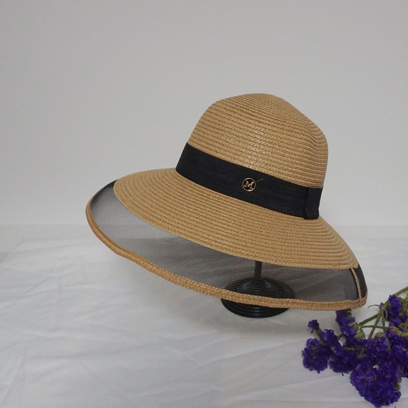 CM048 Summer Letter M Straw Hats Women Wide Brim Sun Hat Ladies Girls Outdoor Vacation Beach Cap Fedoras Dress Hat