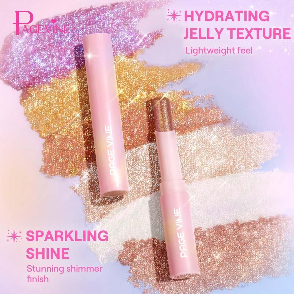 Water Jelly Glow Highlighter Eyeshadow Stick Super Shiny Multi-Color Eye Highlighter Stick
