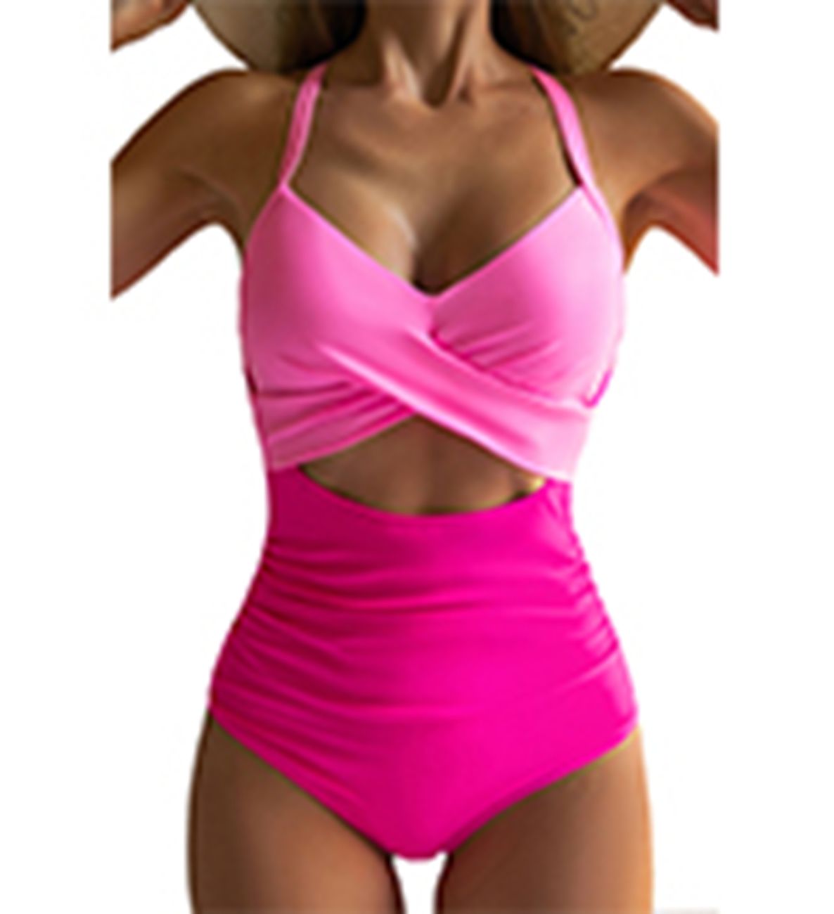 Women's One Piece Swimsuits Tummy Control Cutout High Waisted Bathing Suit Wrap Tie Back 1 Piece Swimsuit