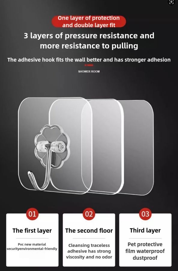 12 Pack Thickened and Strong traceless storage Hooks