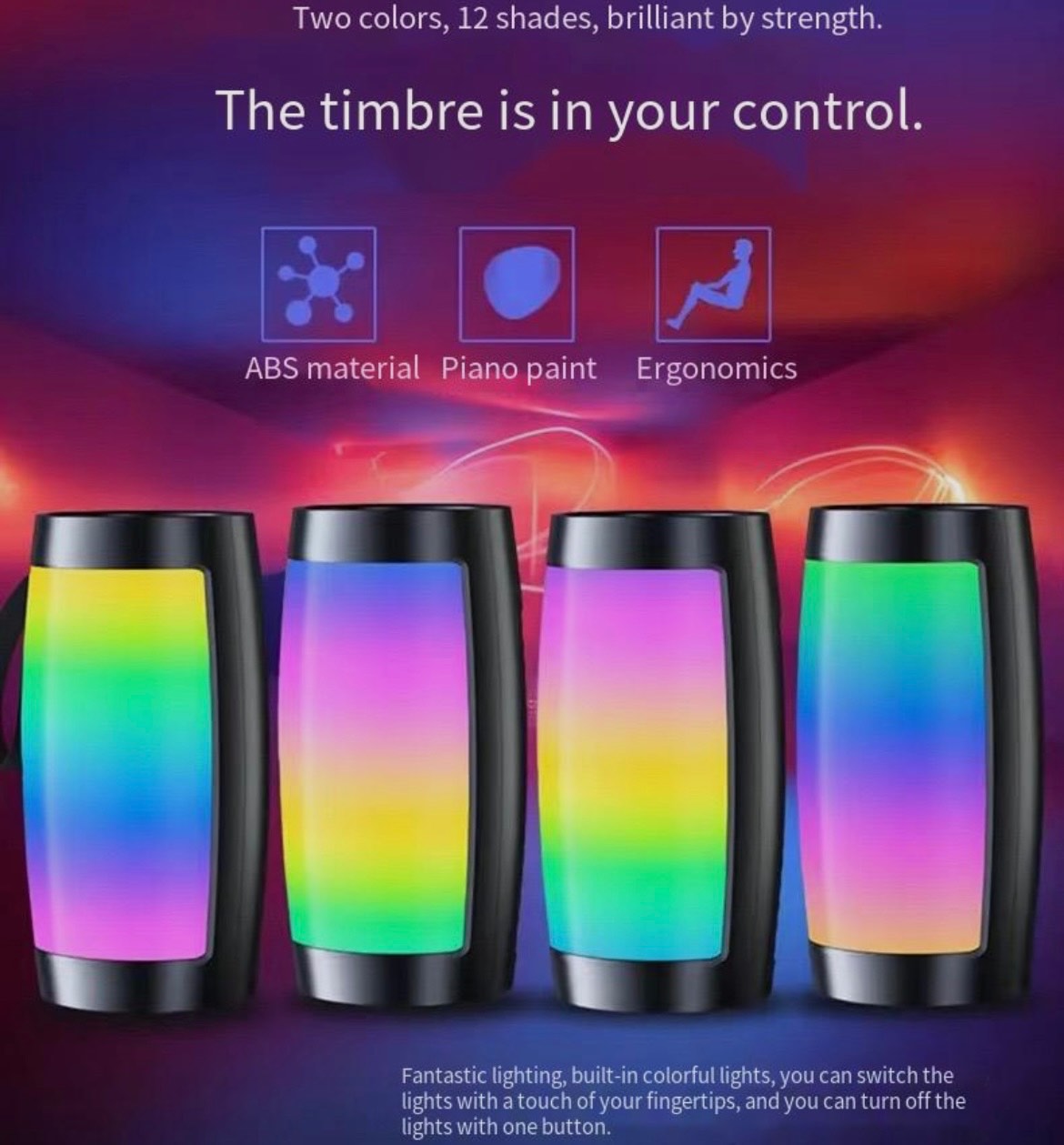 MusicMan Portable Bluetooth Speaker with RGB Disco Lights, In-car stereo system FM Radio, USB and MicroSD Playback,1500mAh Battery, Built-in Microphone & AUX Input - Wireless Party Speaker  