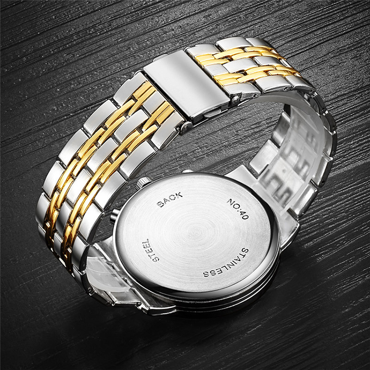 Men Watches New ORLANDO Fashion Quartz Watch Men's Silver Gold Plated Stainless Steel Wristwatch Masculino