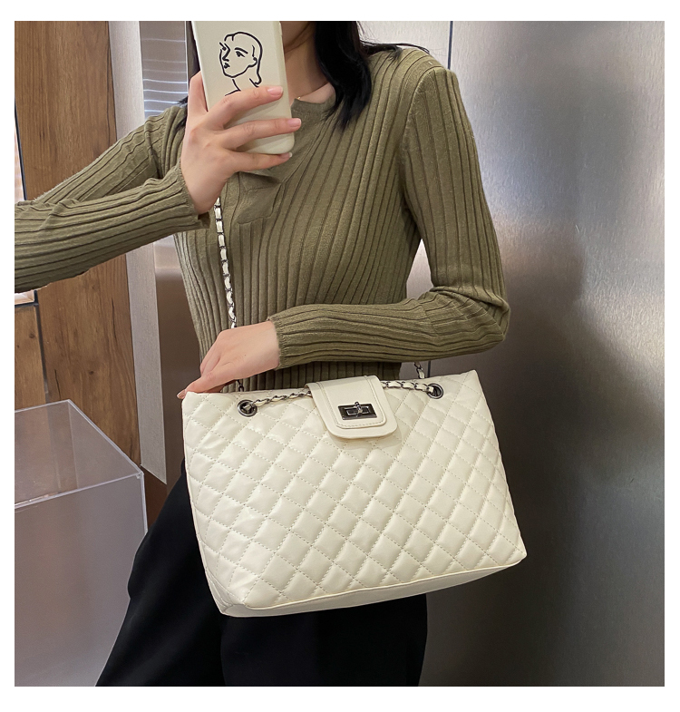 Large Capacity Women Shoulder Bag Lady Tote Chain Plaid Women Handbag