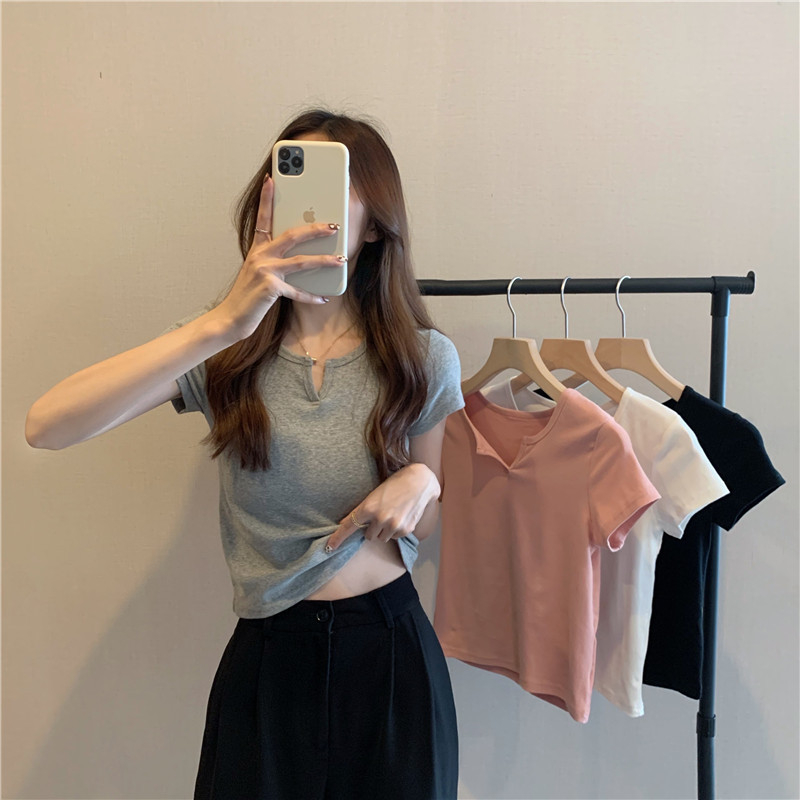 165 Women's Design Sense Slim Casual T-shirt Short Sleeves