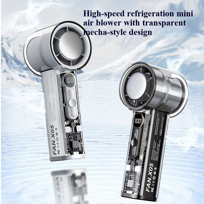 2026 New Transparent Ice Compress Handheld Mini Fan, USB Rechargeable Portable Cooling Fan, Strong Wind Ice Sense, Personal Small Electric Fan for Outdoor Travel Office Home Summer