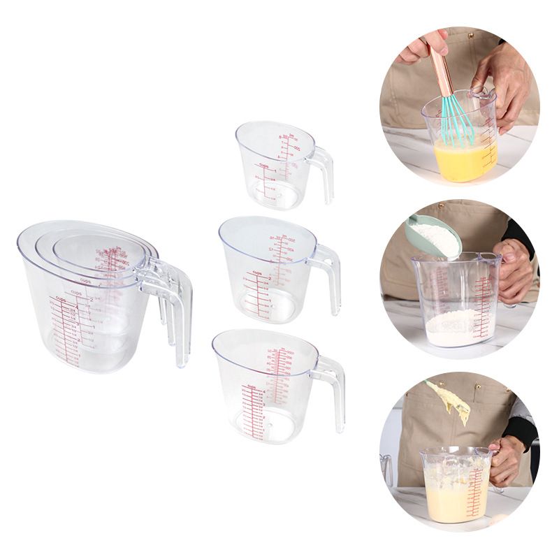 KM-1028 3 Piece Glass Measuring Cup Kitchen Gadgets Set Stackable Plastic Liquid Measuring Cups with Handle for Cooking Bake
