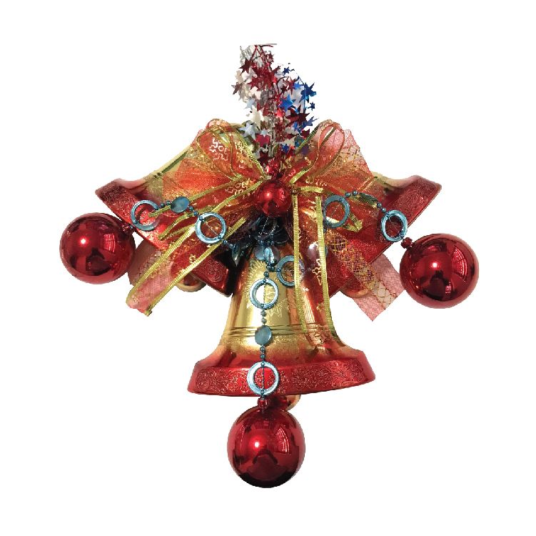 Gold and Red Christmas Bells Jingle Bells Decor Christmas Small Winter Bells Hanging Ornament Plastic Bell - Indoor and Outdoor Personalized Decoration