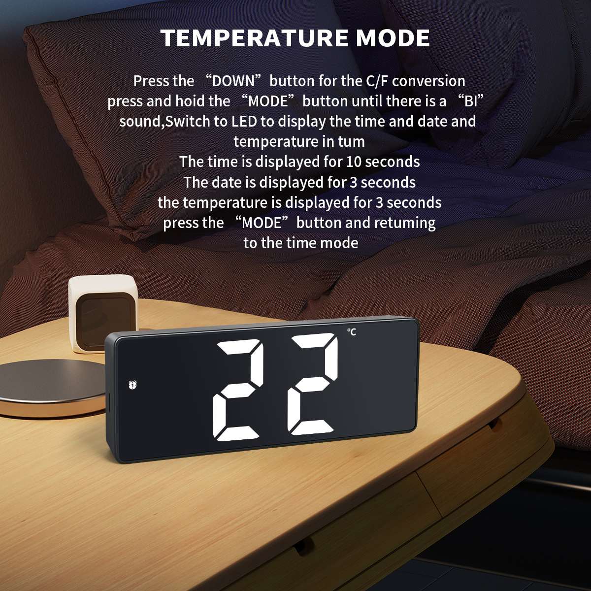 Modern Creative LED Digital Clock, Multifunctional Electronic Number Display Alarm Clock, Portable Desktop Decoration Ornament for Student Dormitory Office Bedroom Home Decor