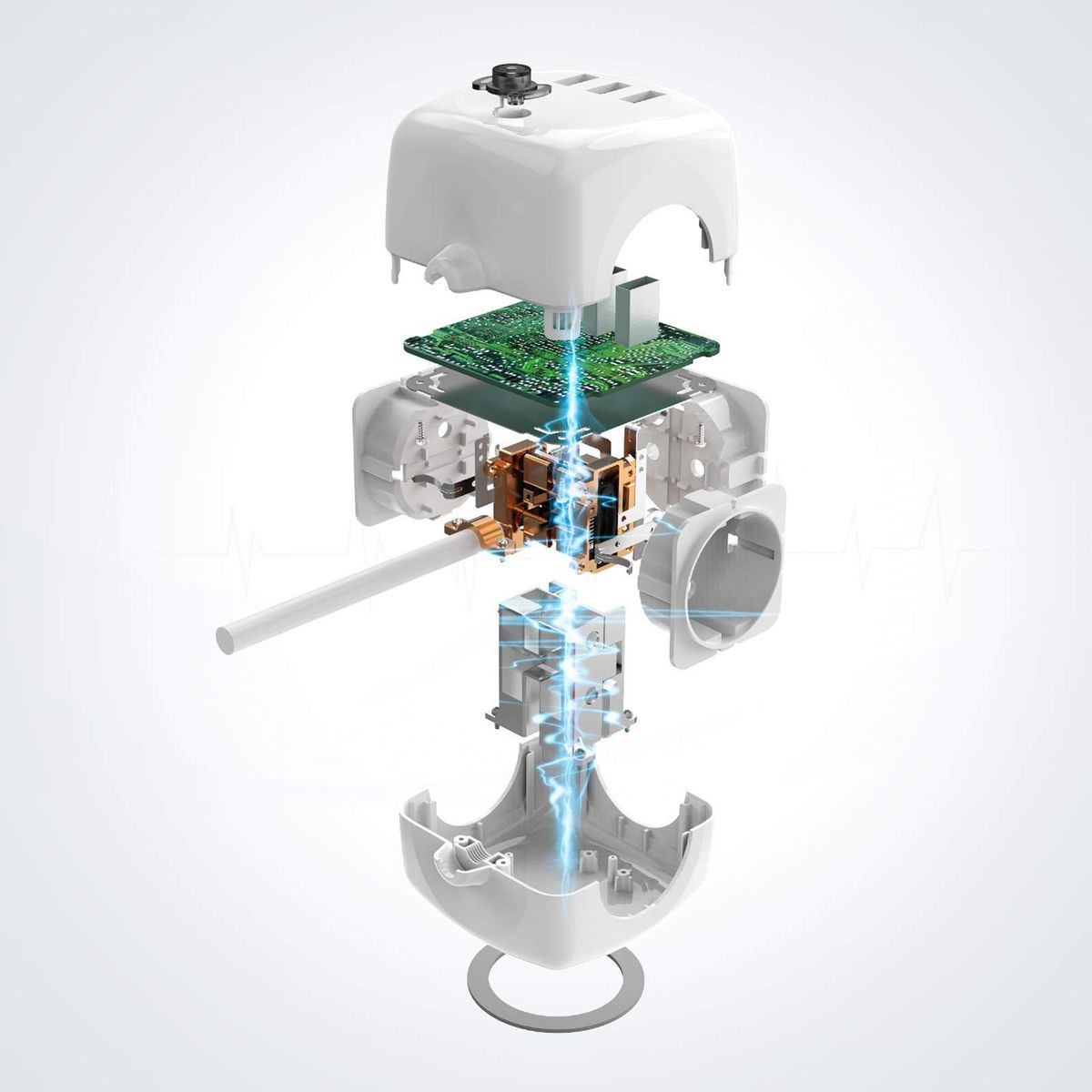 EU Plug Power Strip with 4 AC Outlets 3 USB Port 1 Type C 2M/3M Braided Cable Multi Socket with Switch for Home