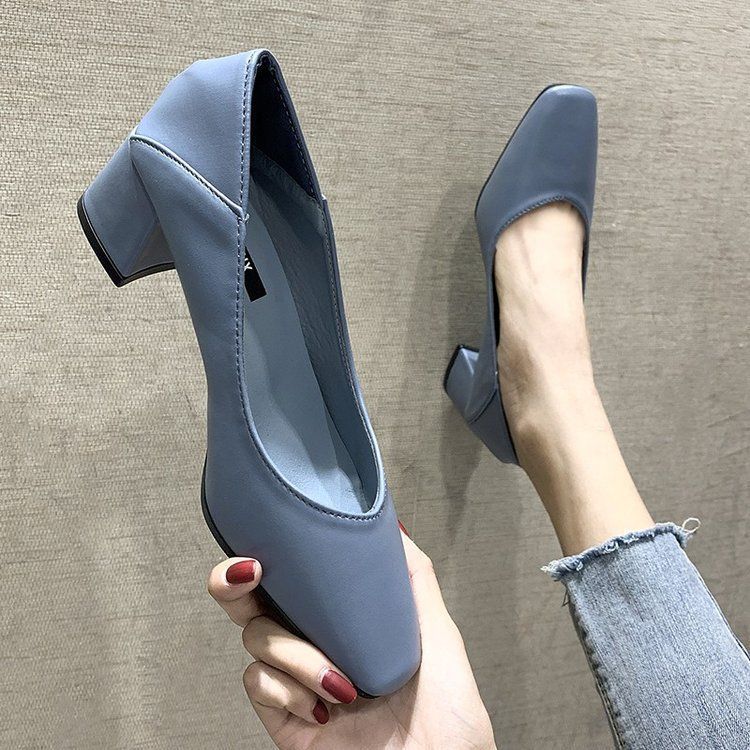 Women's Trendy Thick Heel Square Pumps Female Sexy Party Office Lady Heels Ladies High Heels